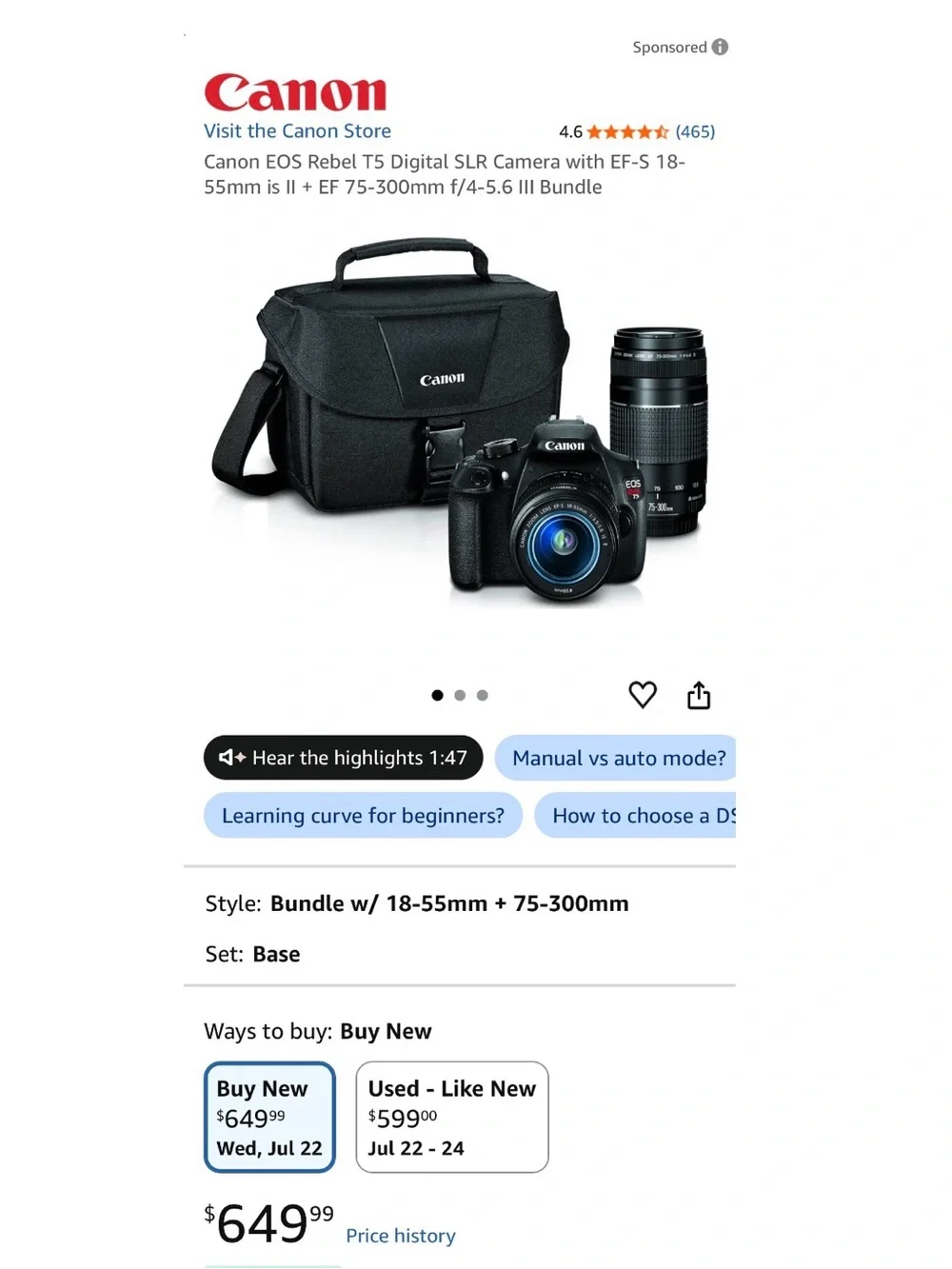 Cannon EOS Rebel T5 - Camera Bundle